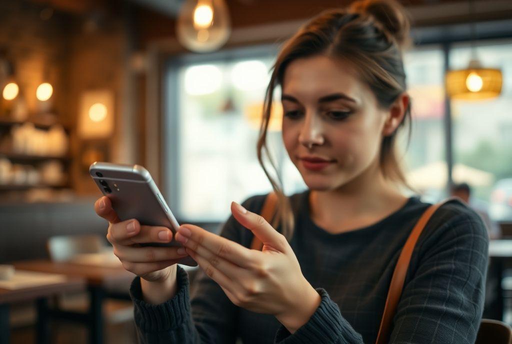 Shopper hesitating at an online checkout on a mobile phone