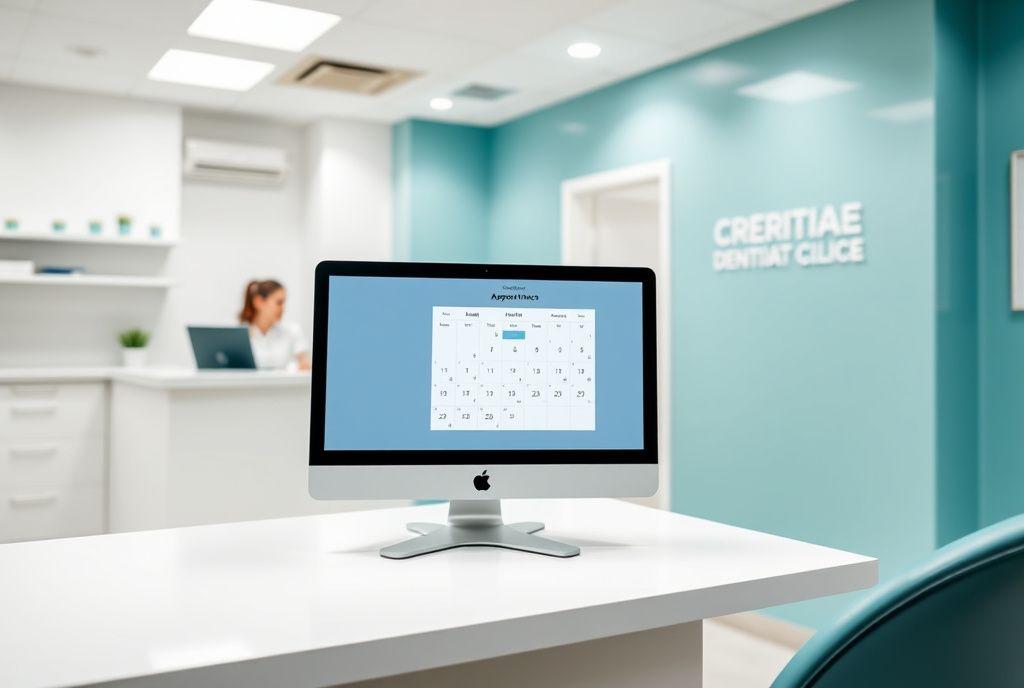 Dental clinic appointment booking interface on desktop and phone
